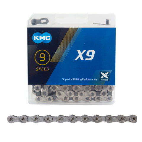 KMC X9 Chain - 9-Speed, 116 Links, Silver/Gray