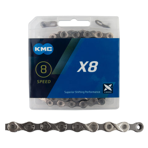 KMC X8 Chain - 8-Speed, 116 Links, Silver/Gray