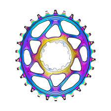 absoluteBLACK Oval Narrow-Wide Direct Mount Chainring - 30t, SRAM 3-Bolt Direct Mount, 3mm Offset, PVD Rainbow